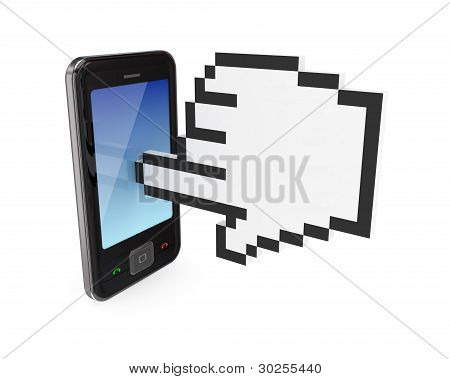 Moderna mobiltelefonen och stora markören.