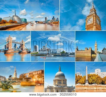 Romantic London, Set Of Eight Photographs Of Main Landmarks