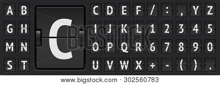 Airport Terminal Mechanical Flip Board Bold Alphabet And Timetable Vector Illustration