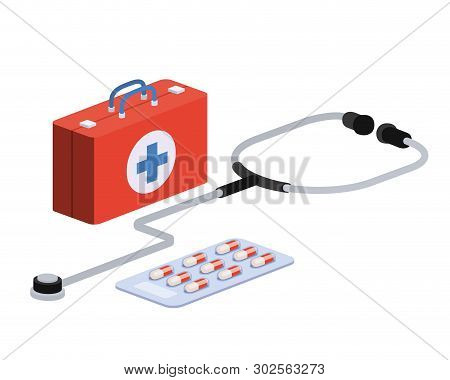 First Aid Kit On White Background Vector Illustration Design