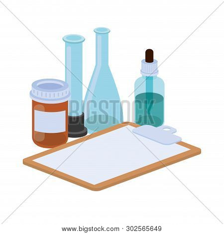 Medicine Objects On White Background Vector Illustration Design
