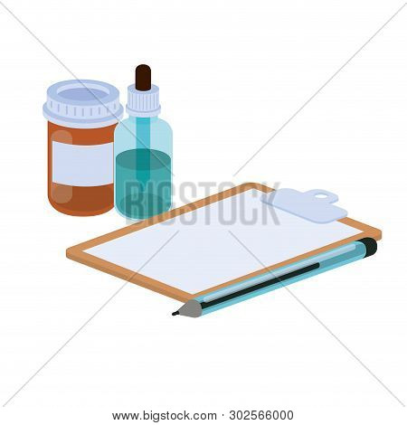 Medicine Objects On White Background Vector Illustration Design
