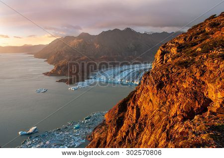 Sunset On Viedma Lake, Patagonia, Los Glaciares National Park, Argentina