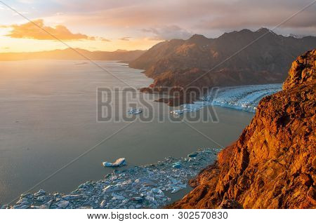 Sunset On Viedma Lake, Patagonia, Los Glaciares National Park, Argentina