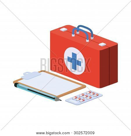 First Aid Kit On White Background Vector Illustration Design