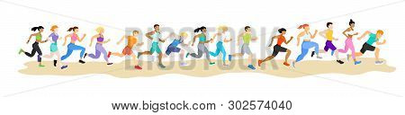 Running People. Runners Group In Motion. Active Lifestyle And Fitness. People Runner Race, Training 