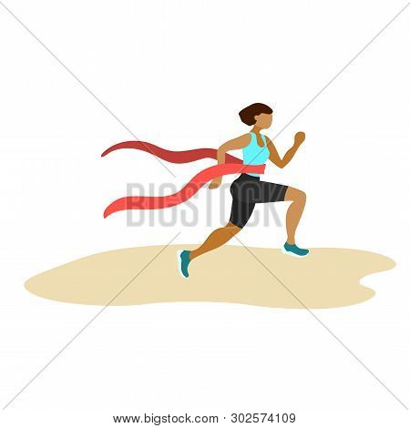 Runner In Motion. Active Lifestyle And Fitness. Person Running Race And Finishing, Training To Marat