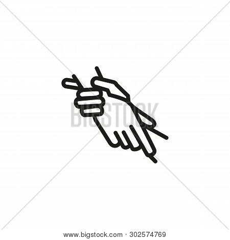 Hand Bound Line Icon. Two Hands Taking Each Other. Friendship Concept. Vector Illustration Can Be Us
