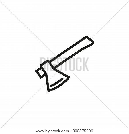 Wood Axe Line Icon. Hatchet, Hand Ax, Sharp. Hiking Concept. Vector Illustration Can Be Used For Top