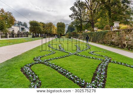 Salzburg, Austria - October 29, 2018: Mirabellgarten Or Mirabell Garden Is Garden Of Mirabell Palace