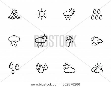Weather Line Icon Set. Season, Nature, Water. Climate Concept. Can Be Used For Topics Like Meteorolo