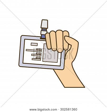 Hand With Curriculum Vitae White Background Vector Illustration Design