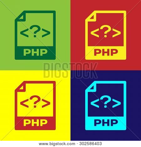 Color Php File Document Icon. Download Php Button Icon Isolated On Color Backgrounds. Php File Symbo