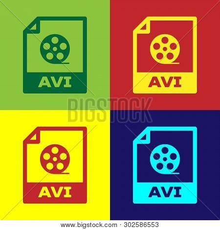 Color Avi File Document Icon. Download Avi Button Icon Isolated On Color Backgrounds. Avi File Symbo