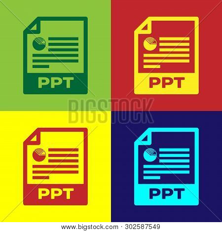 Color Ppt File Document Icon. Download Ppt Button Icon Isolated On Color Backgrounds. Ppt File Prese