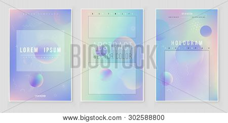 Furistic Modern Holographic Cover Set. 90s, 80s Retro Style.  Minimalistic Hipster Design Digital Co