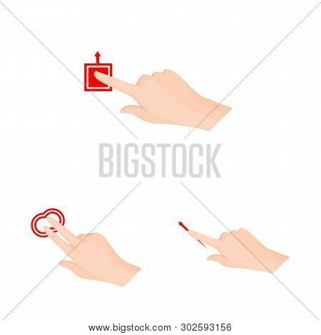Vector Design Of Touchscreen And Hand Icon. Collection Of Touchscreen And Touch Stock Symbol For Web
