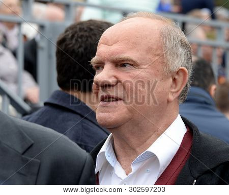 Moscow, Russia - May 9, 2019:   Communist Party Leader Gennady Zyuganov On Red Square During The Cel
