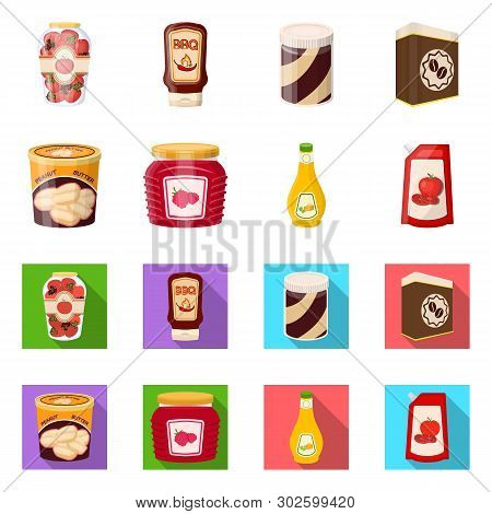 Vector Illustration Of Can And Food Logo. Set Of Can And Package Vector Icon For Stock.