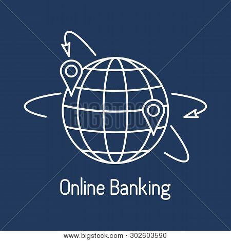Vector Illustration With Arrows Around Planet Earth With Location. Electronic Payment, Internet Fina