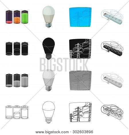Vector Design Of Electricity And Electric Symbol. Set Of Electricity And Energy Vector Icon For Stoc