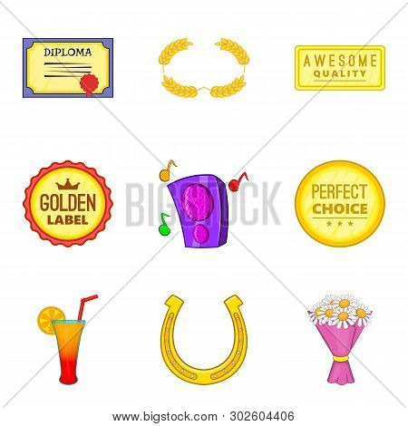 Tribute Icons Set. Cartoon Set Of 9 Tribute Icons For Web Isolated On White Background