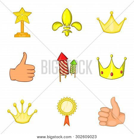 Luxuriant Icons Set. Cartoon Set Of 9 Luxuriant Icons For Web Isolated On White Background