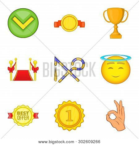 Abundant Icons Set. Cartoon Set Of 9 Abundant Icons For Web Isolated On White Background
