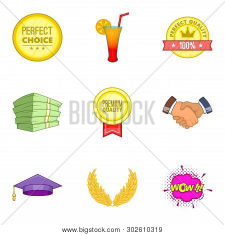 Confer Icons Set. Cartoon Set Of 9 Confer Icons For Web Isolated On White Background