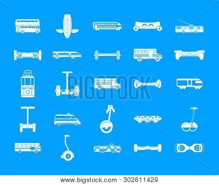 City Transport Icon Set. Simple Set Of City Transport Icons For Web Design Isolated On Blue Backgrou