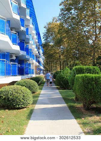 Olginka, Tuapse, The Black Sea, Russia - May 23, 2019: Orbita Health Resort. One Of The Buildings Of