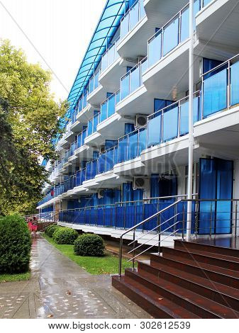 Olginka, Tuapse, The Black Sea, Russia - May 23, 2019: Orbita Health Resort. One Of The Buildings Of