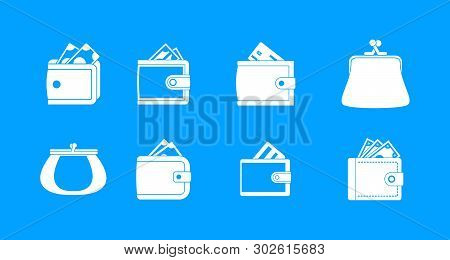 Wallet Icon Set. Simple Set Of Wallet Icons For Web Design Isolated On Blue Background
