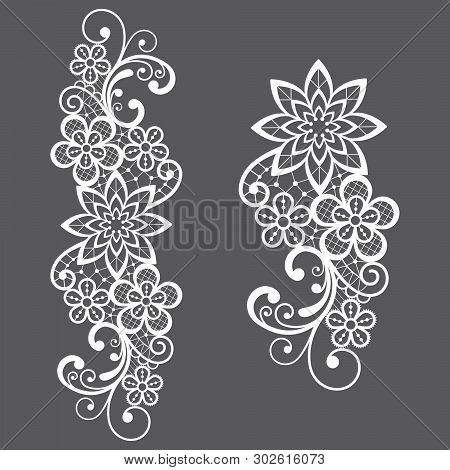 Romantic Loral Retro Lace Vector Long Pattern, Ornamental Design With Flowers And Swirls