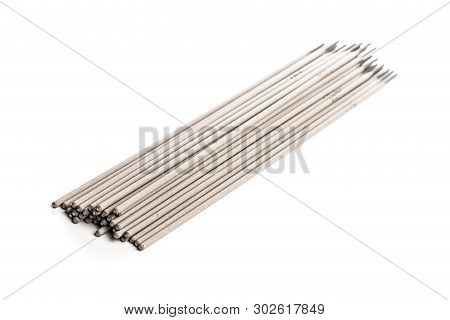Electrodes For Welding Isolated On A White Background. Accessories Of Welder. - Image