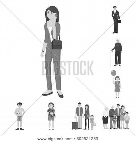 Vector Illustration Of Face  And Portrait Sign. Collection Of Face  And Happy  Stock Symbol For Web.