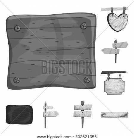 Vector Illustration Of Signboard  And Wood Logo. Collection Of Signboard  And Tree   Stock Vector Il