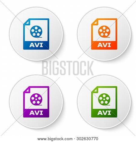 Color Avi File Document Icon. Download Avi Button Icon Isolated On White Background. Avi File Symbol