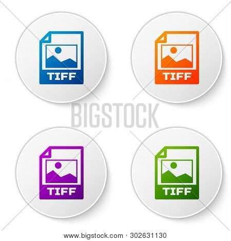 Color Tiff File Document Icon. Download Tiff Button Icon Isolated On White Background. Tiff File Sym