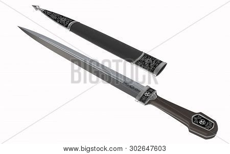 Chechen Dagger - Weapon Of The Caucasus - 3d Illustration