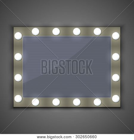 Make Up Mirror With Light Bulb Vector Illustration