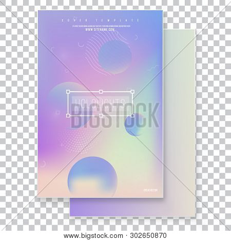 Furistic Modern Holographic Cover Set. 90s, 80s Retro Style.  Hipster Style Graphic Geometric Hologr