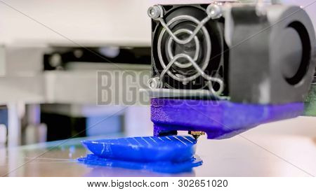 Three Dimensional Printer During Work At 3d Science Technology Exhibition. 3d Printing, Additive Tec