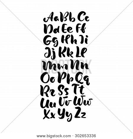 Hand Lettering Alphabet Design, Handwritten Brush Script Modern Calligraphy Cursive Black And White 