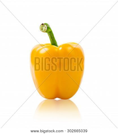 Sweet Yellow Pepper Isolated On White Background, Save Clipping Path.