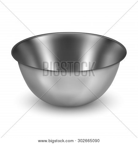 Realistic Metallic Bowl Isolated On Transparent Background