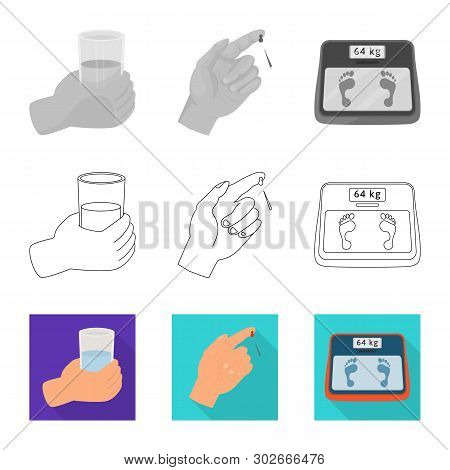 Vector Design Of Diet And Treatment  Icon. Set Of Diet And Medicine Stock Vector Illustration.