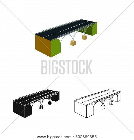 Vector Design Of Bridge And Mounted Icon. Collection Of Bridge And River Vector Icon For Stock.
