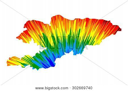Kyrgyzstan - Map Is Designed Rainbow Abstract Colorful Pattern, Kyrgyz Republic (kirghizia) Map Made