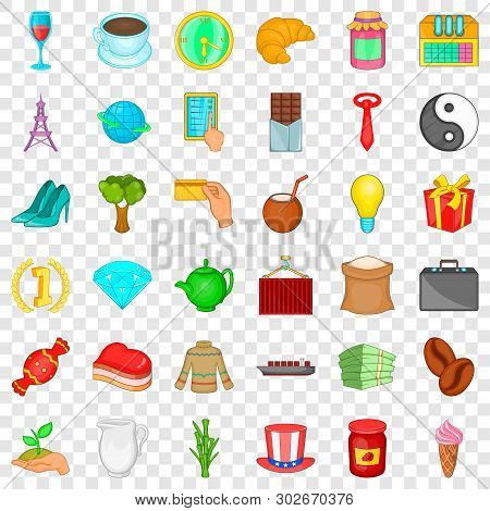 Bean Icons Set. Cartoon Style Of 36 Bean Vector Icons For Web For Any Design